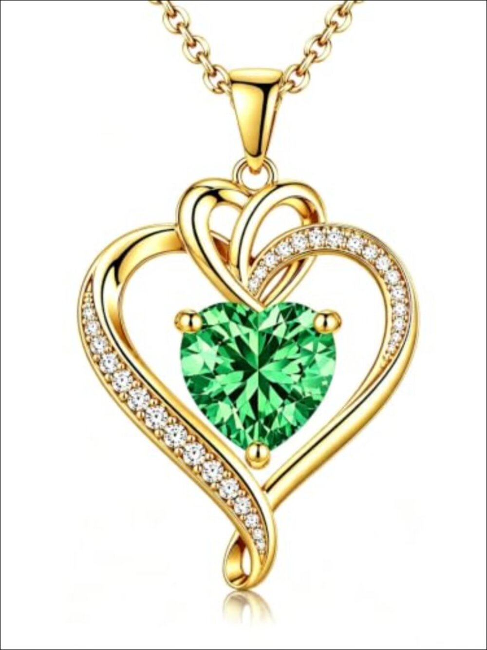 18K Gold Plated Birthstone Infinity Heart Pendant Necklace for Women
